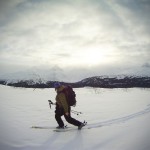 Sarah cresting the ridge after an epic steep bushwhack.