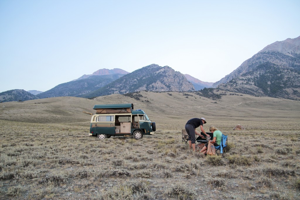 Camped beneath Cedar Creek Crag as well as the massive Mount Borah.