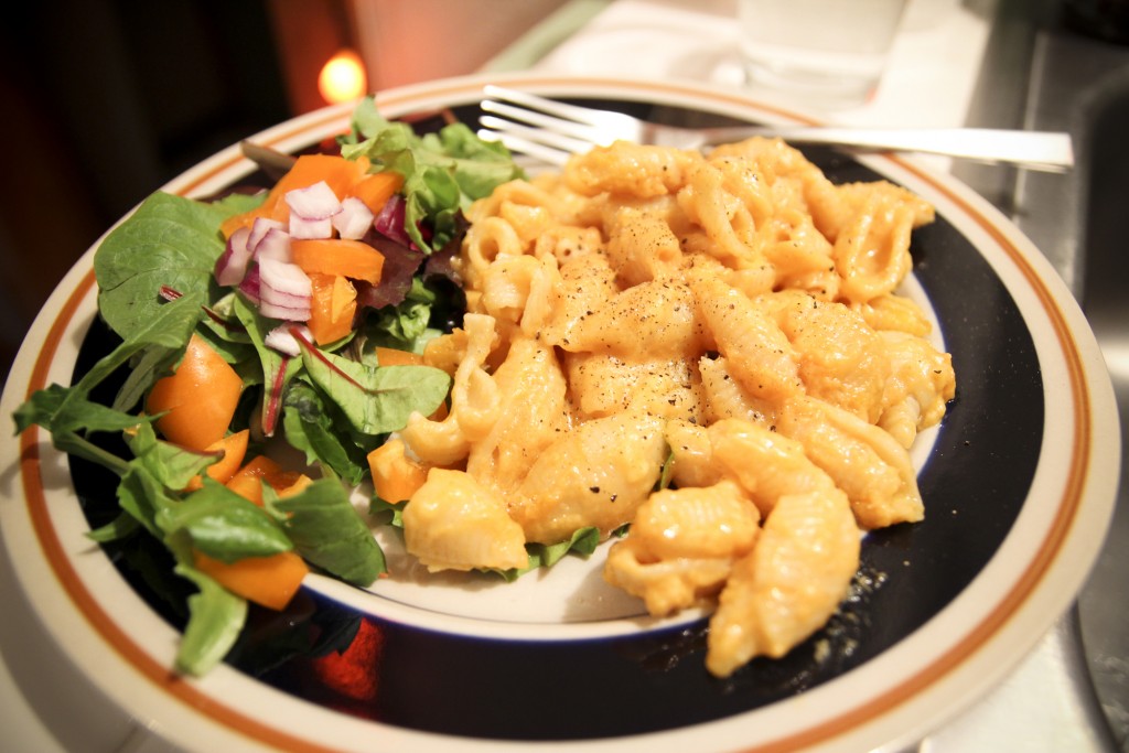 Pumpkin Mac and Cheese with side salad!