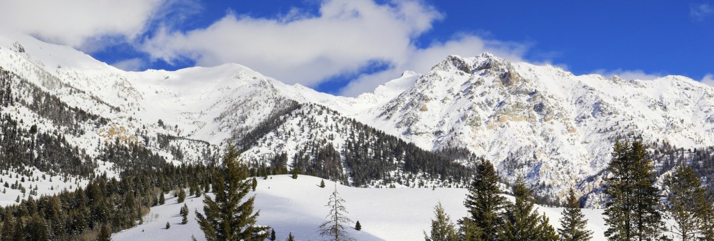 Panorama of the Boulder Mountains.