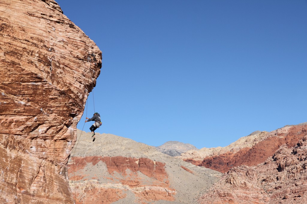 Cleaning a route at Cannibal crag. Hard to beat the backdrop. 