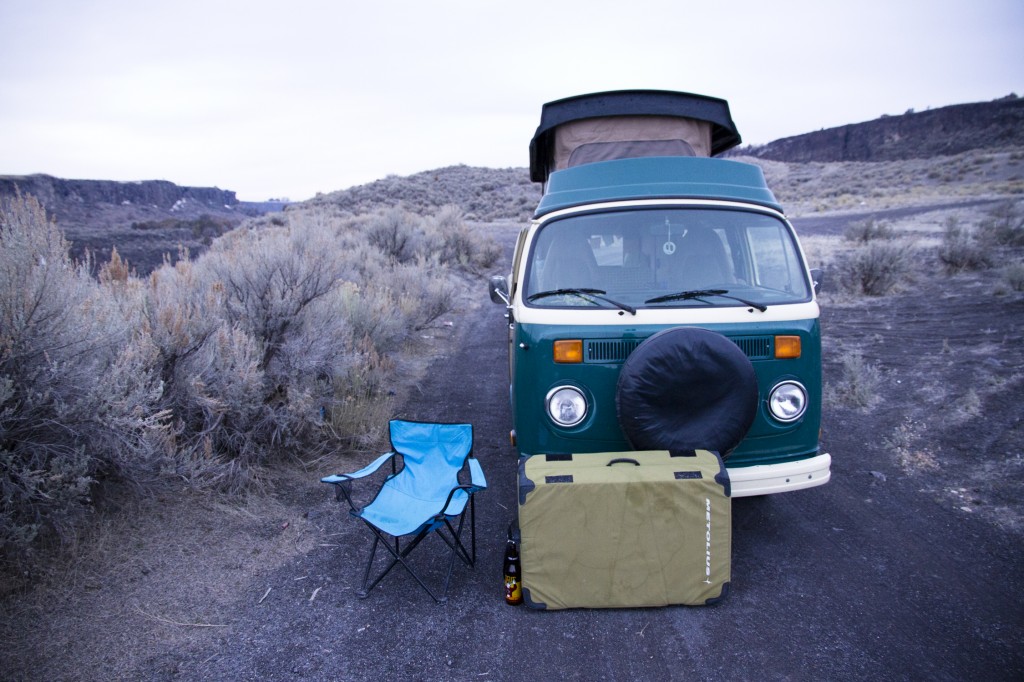 Camping at Murtaugh. The Snake River is just over the sage on the left.