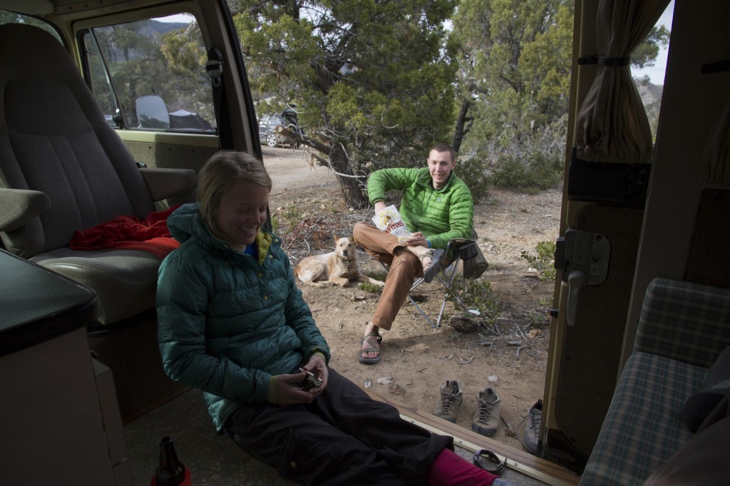 Camp life. At this point it's usually hard to move. Hand to chips - chips to face. Hand to beer - beer to face.