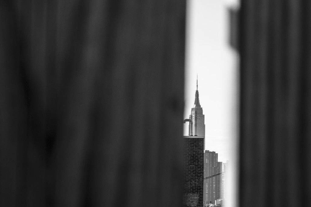 Peaking through the fence at the big apple.