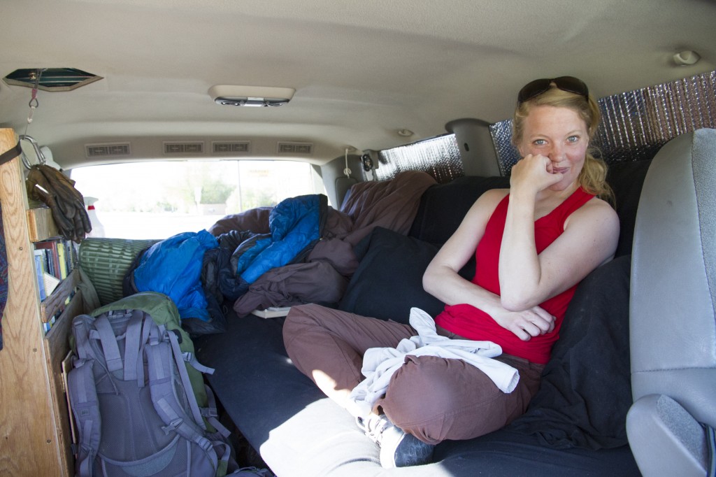 Robyn riding in the back seat/living room