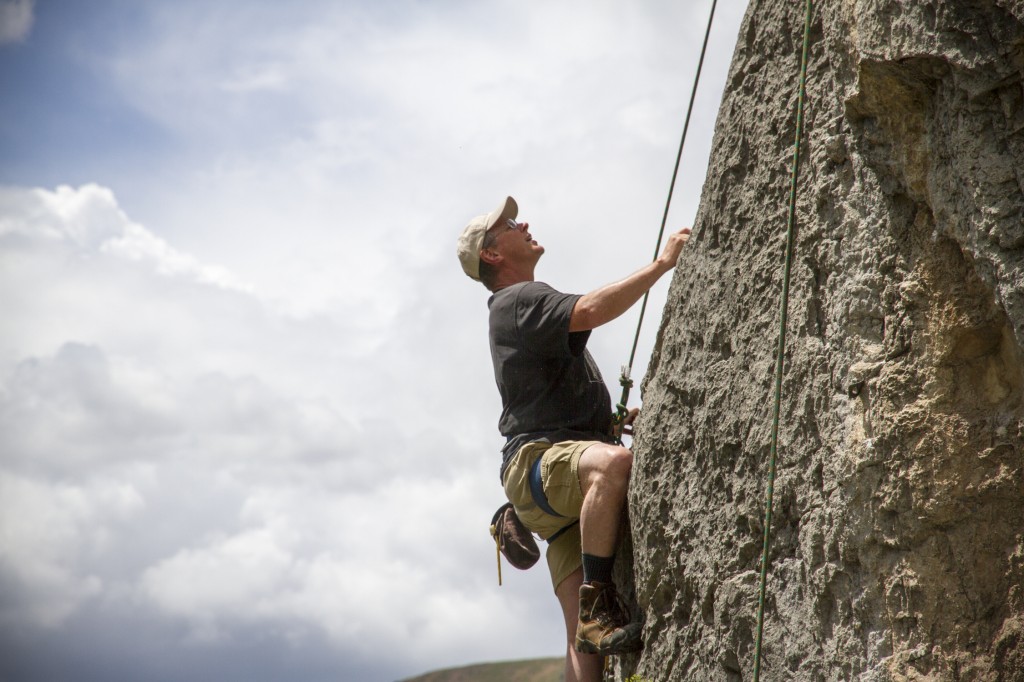 Dad got into the action too. Now we just need to get him some real climbing shoes!