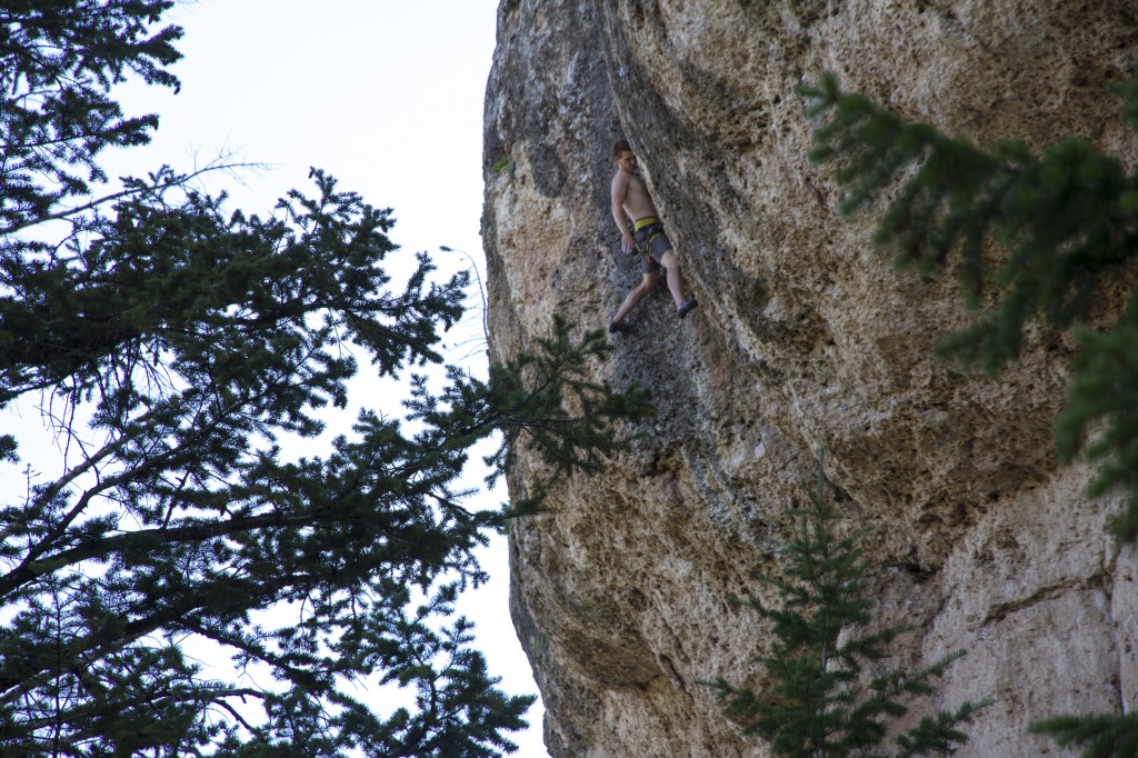 Ben entering "The Ass" on Mr. Poopy Pants (5.11b). Trust me this climb was much more enjoyable than the title sounds. So cool. Lots of steep stemming at the top. 