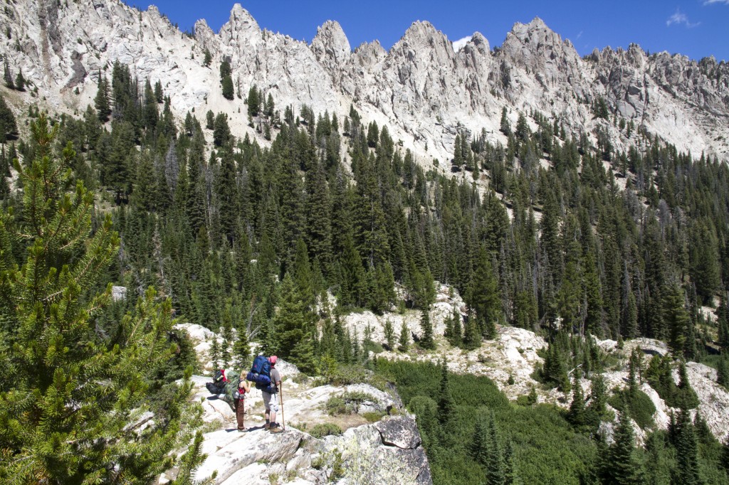 Reaching a great overlook before the switchbacks to Alpine Lake. I started referring to this ridge as the "Jawbone" and it sat right behind our camp providing an amazing depth to our daily views. 