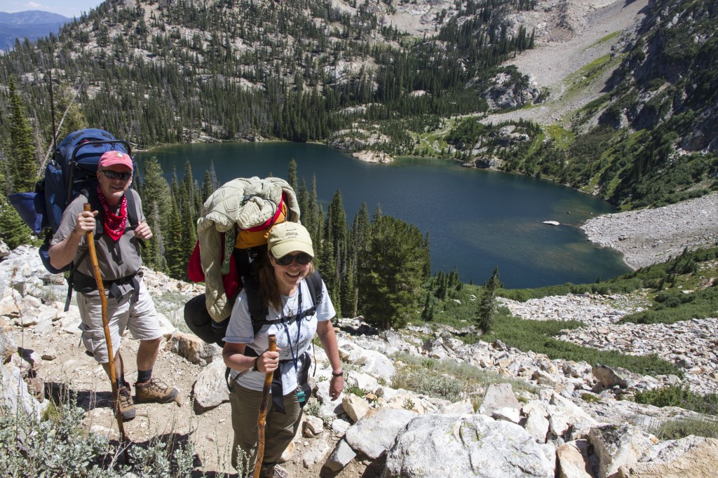 Mom and Pop on the last hard bit from Alpine Lake to Sawtooth Lake.