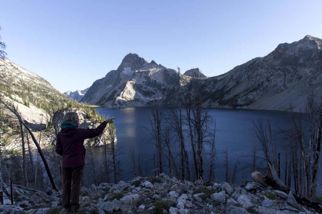 Checking out Sawtooth Lake on our first night as the sun goes down.