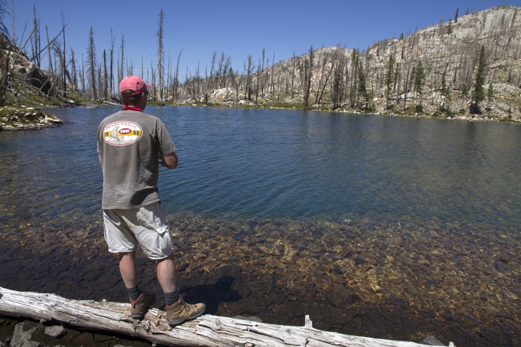 Pops fishing McGown Lake. This little spot proved to be the best fishing of the trip.