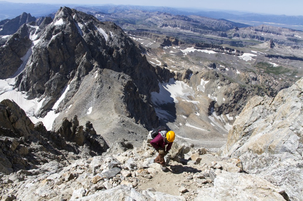 Robyn on the steep and loose section between the lower and upper saddles. Lots of falling rock! This was by far the most challenging section of the hike. Brutal! 