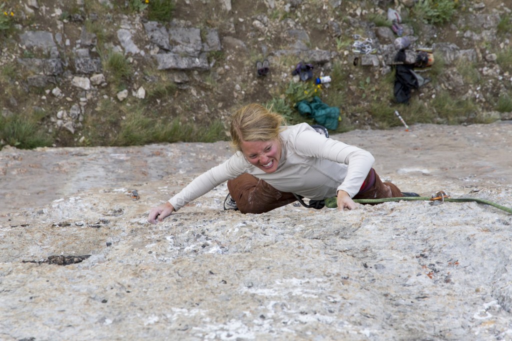 Robyn working Clips From the Bong (5.12b/c).