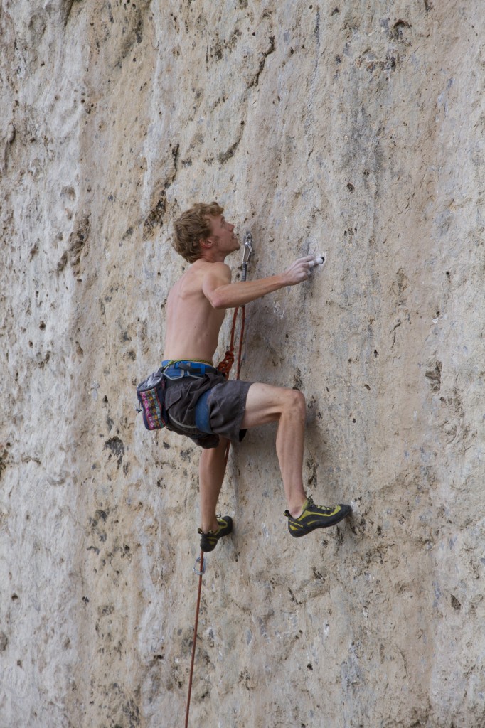 Lock off the mono undercling and reach for some nothings. It isn't quite over after this, but you are through the worst of it. Pure Rock Fury (5.13a).