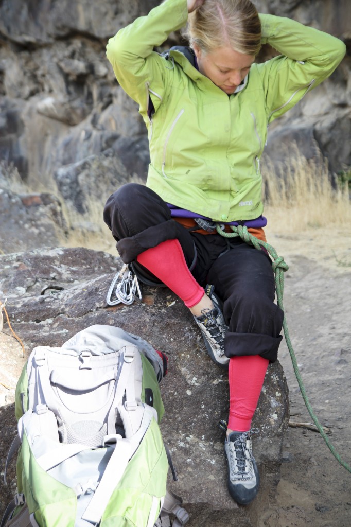 Robyn tied in for some pitches at the Hidden Crag.