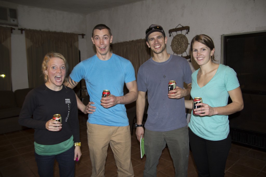 Made it.. Phew. The house was HUGE, we were totally overwhelmed. Thank god for a beer (even Tecate) after a long day of travel. (Robyn, Steve, Andy, Lauren)