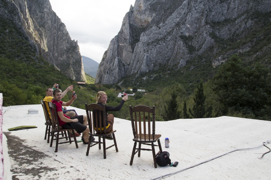 Rooftop beers after a great day climbing. Yes please!