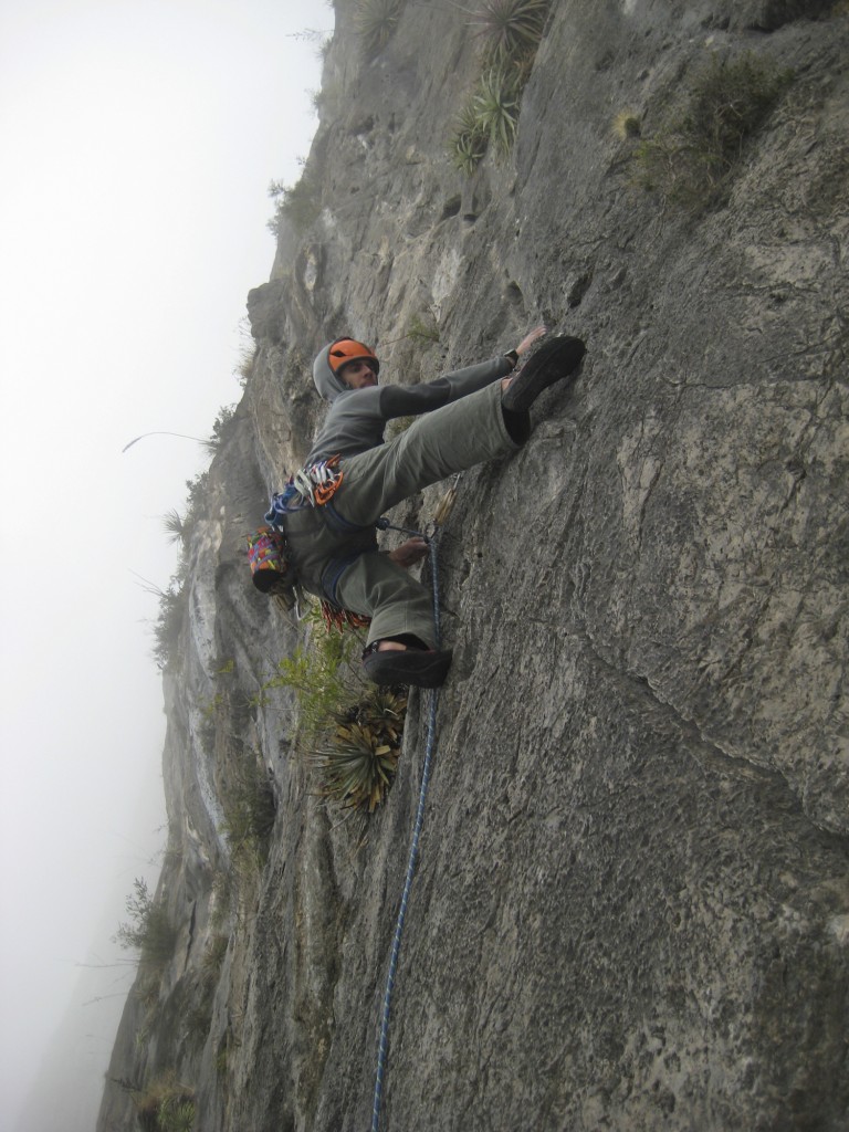 Andy leading on Time Wave Zero (5.12a, 23 pitches). Photo: Steve Dodd