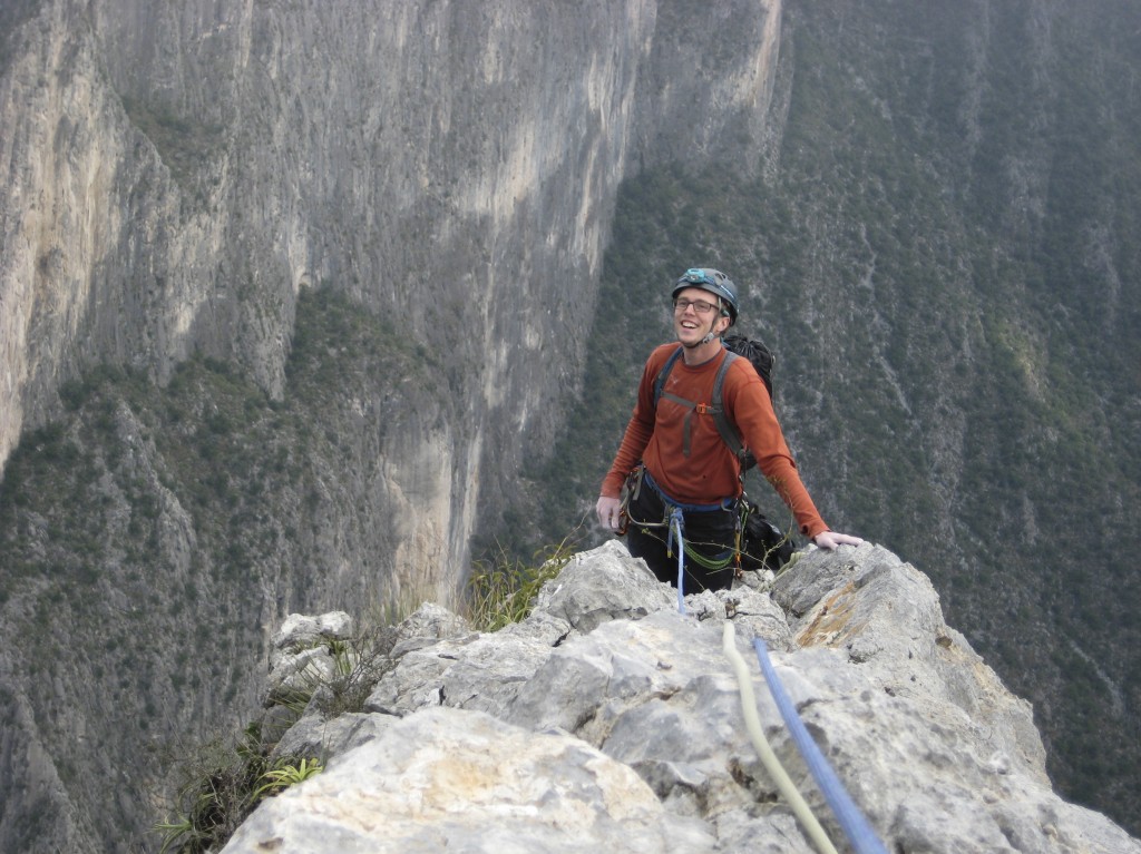 What a feeling! cresting the last technical pitch to the summit ridge. Now just some 5.6 and fixed lines to the summit of the longest climb of our lives! Photo: Steve Dodd