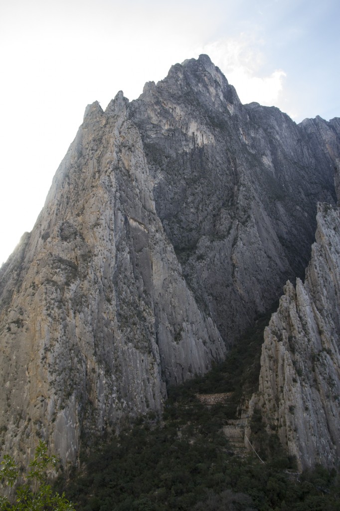 Looking to the summit of Time Wave Zero. Our climb ascended the opposite side of the formation, but this gives you an idea of the scale.