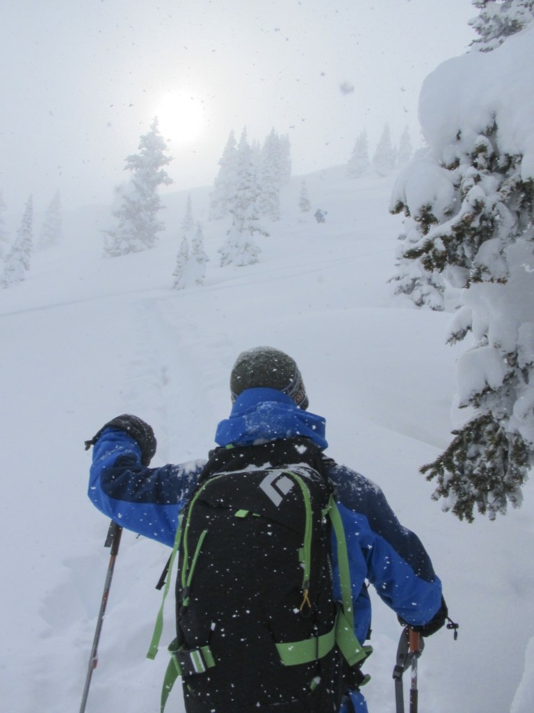 Blase pushing forward as Todd and I hung back in a safe zone near the ridge.