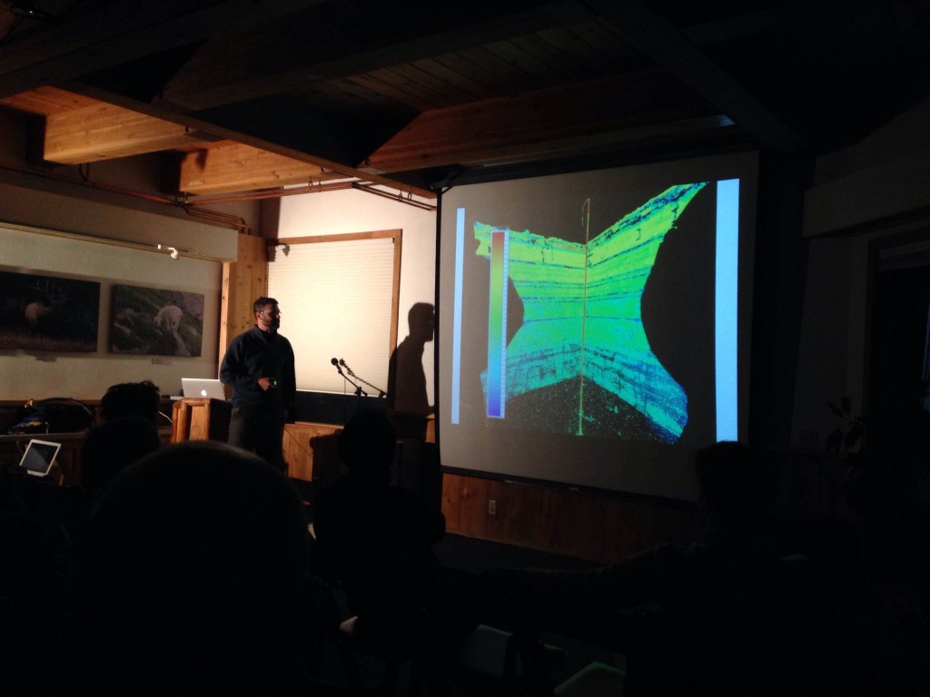 This is actually a fading Powerpoint slide of a snow pit as seen by LIDAR, way cool. 