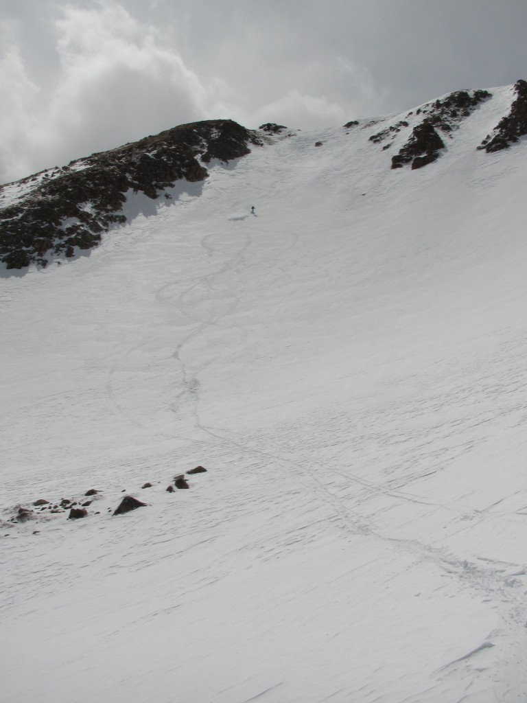 Jerrod skiing a cool line in Current Creek Basin. Front Range Zone