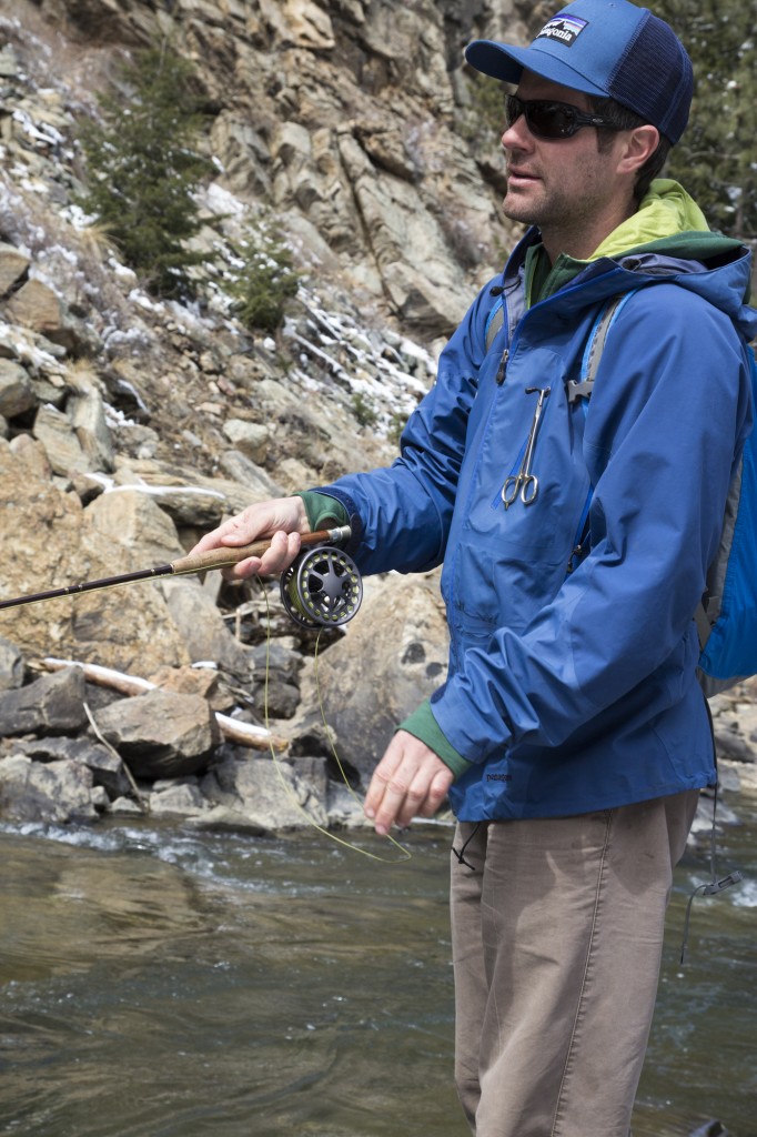 Ian giving me a fly fishing lesson on Clear Creek. 