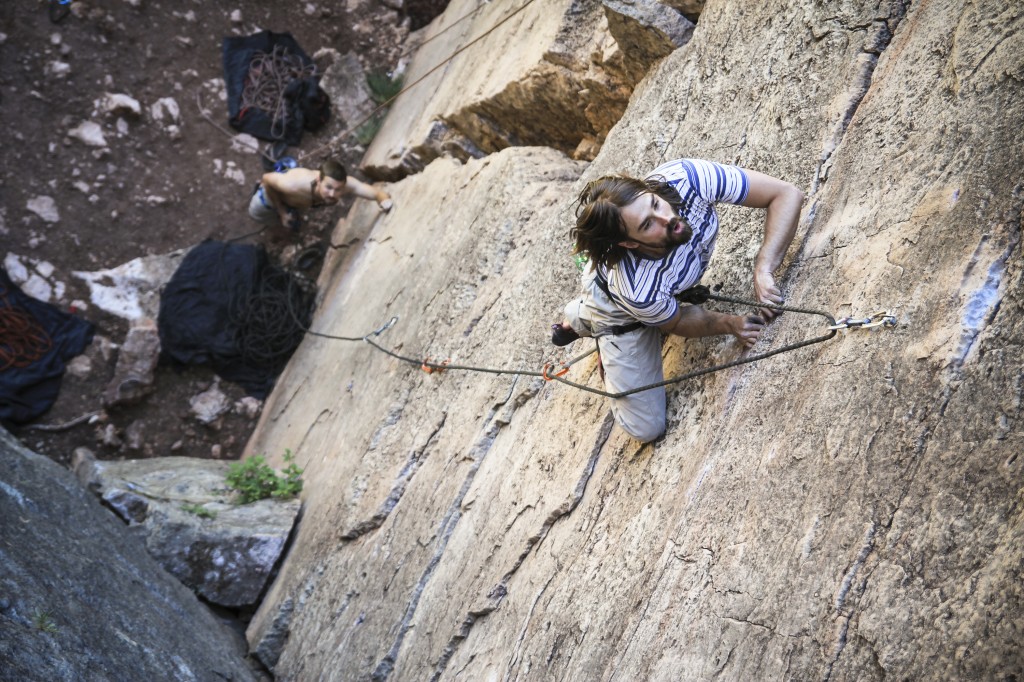 Adam sending a beautiful 5.10d at the Darkside, Shelf Road. 