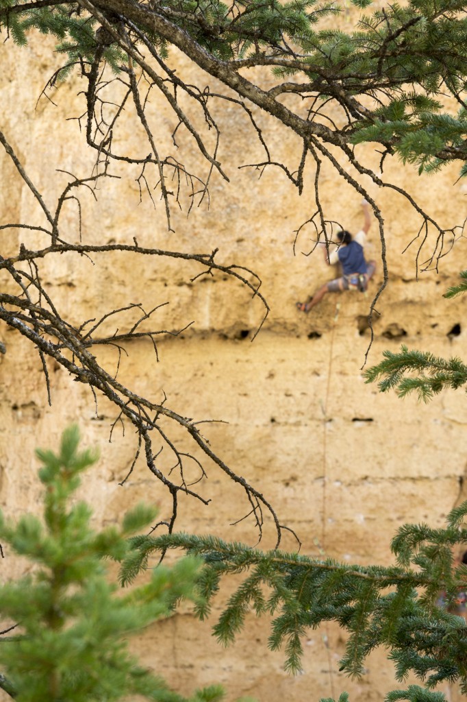 Chris on Bazooka Face (5.12a) at The Ark.