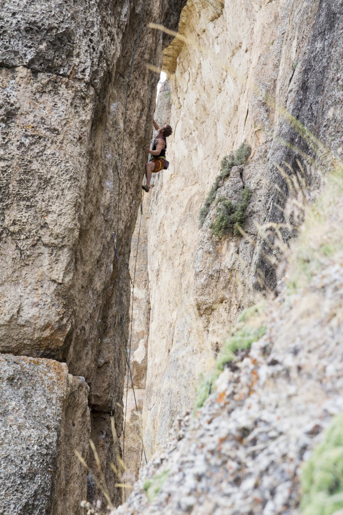 Ben on Gravy Train (5.12b).