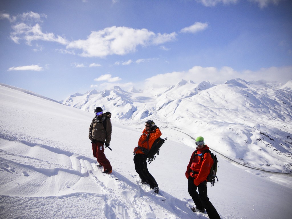 Tballs, myself and Curry about to shred the remainder of our epic run off Python a few years ago in Valdez - Alaska.