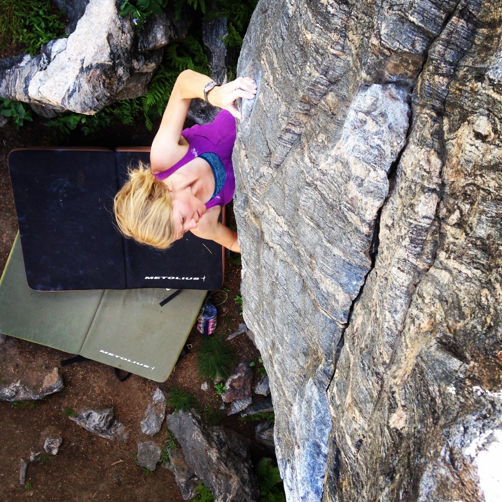 Robyn bouldering a V3. 