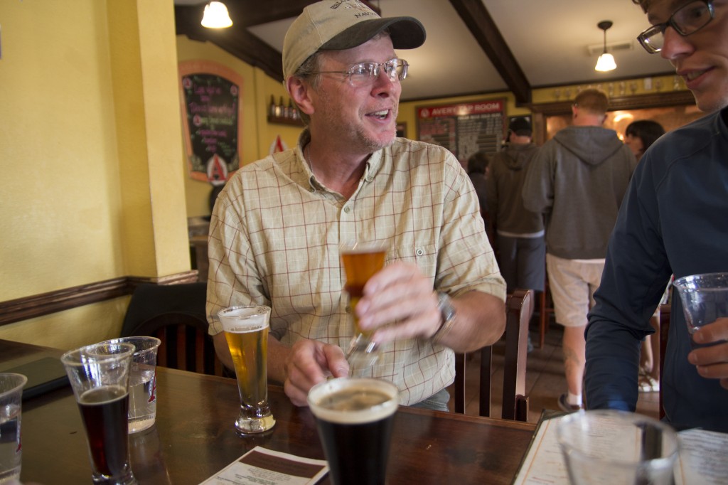 Pops and I discussing the finer points of brew craft. 