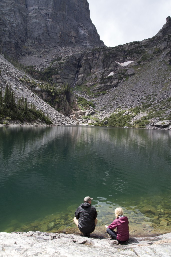 Emerald Lake with Hallett Peak in the background.