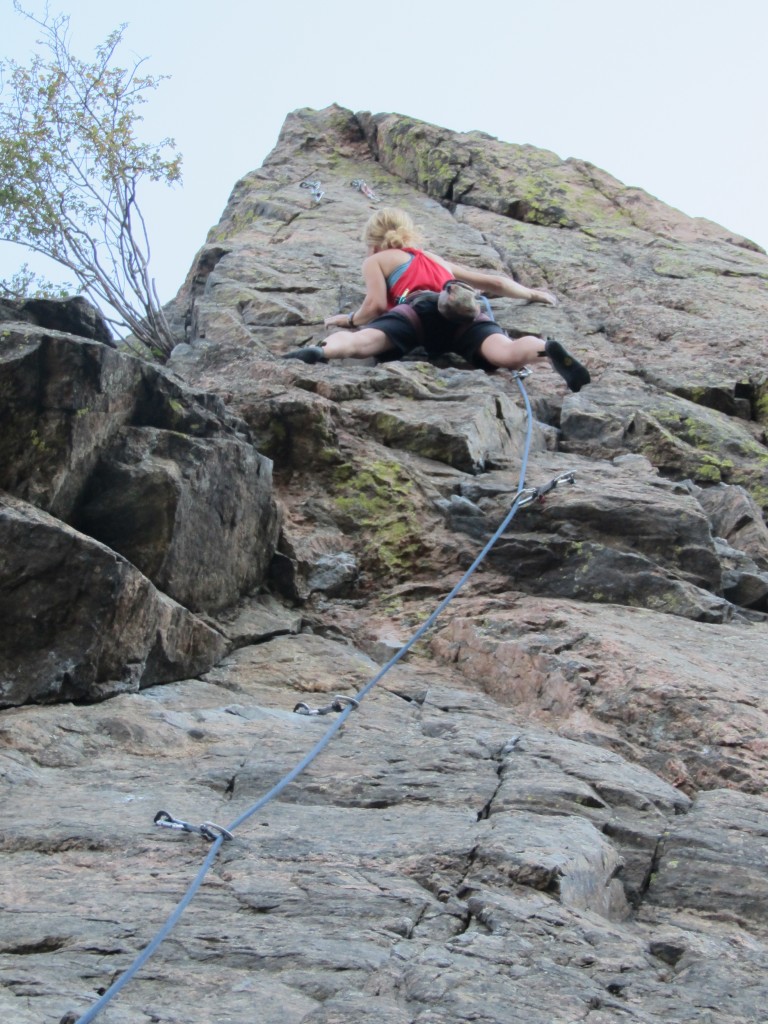 Robyn on the first of three climbs on our climbing leg of the 3ATHOLON.