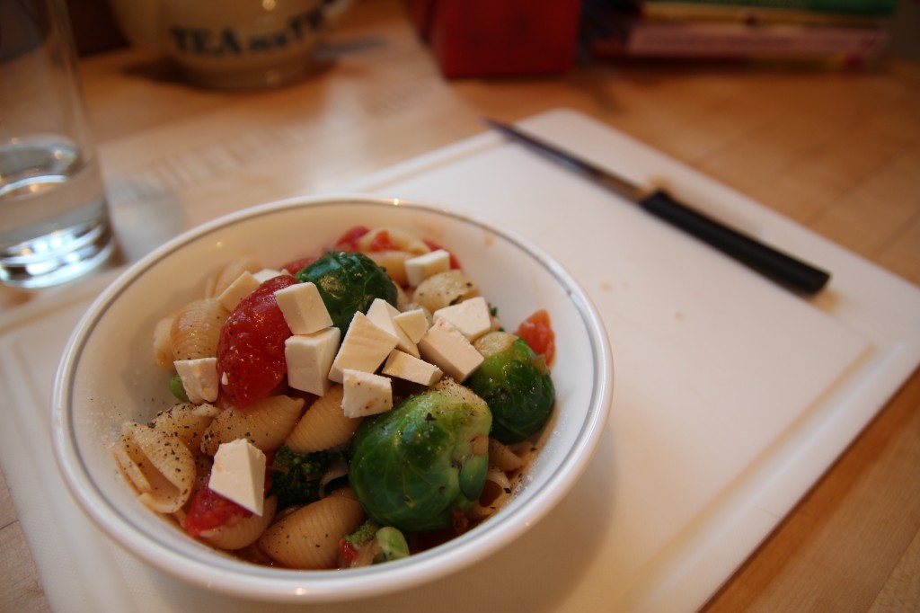 pasta stew topped with sheep cheese!