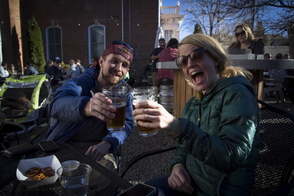 Beers in the sun at Golden City Brewing Company. 