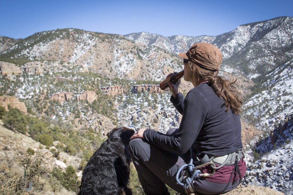 Kari and XXX enjoying the view up the Shelf Road drainage. 