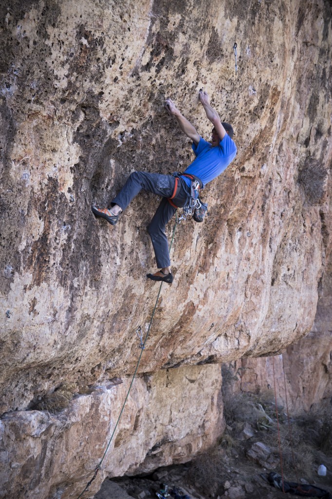 Cool cross move to a rest. My Generation 5.12d - Shelf Road, CO