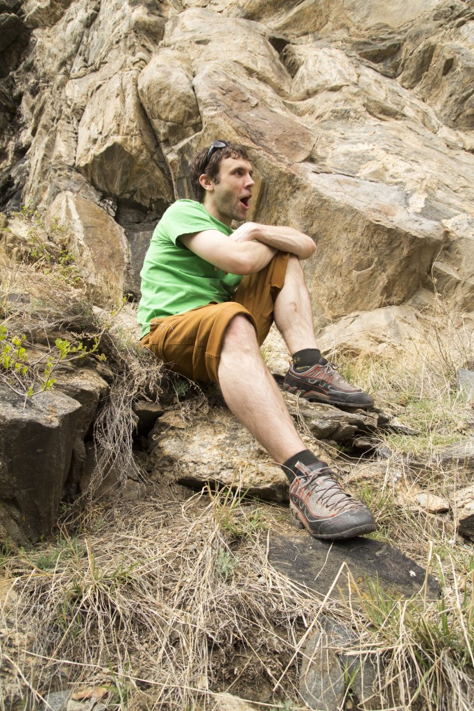 Chris ogling Grigore's climbing prowess. 