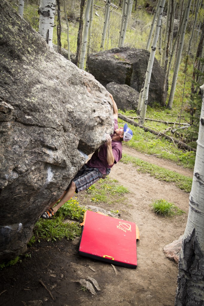 Nate warming up on the rad boulders in the old town dump.