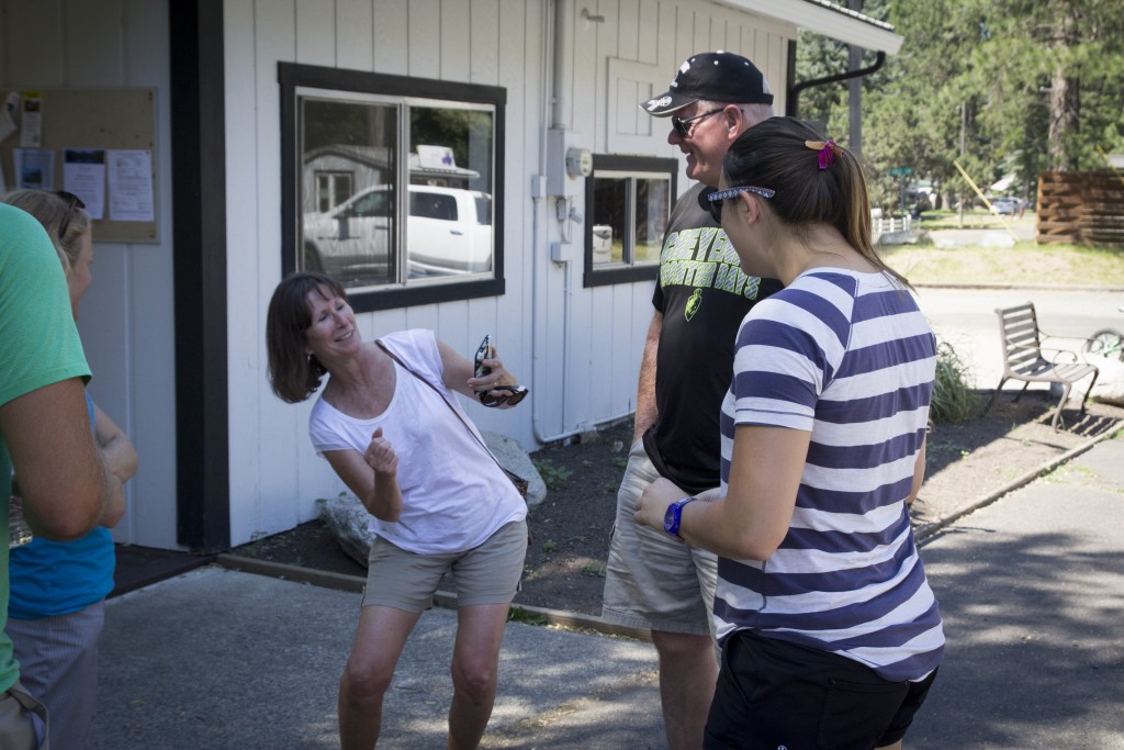 Judy giving the blow by blow recount of the action which included Robyn bumping Harold into a huge garbage bin of water. Epic. 