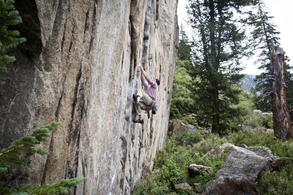 Nate on the stout power endurance test piece Scene of the Crime (5.12d). Tough as nails! 