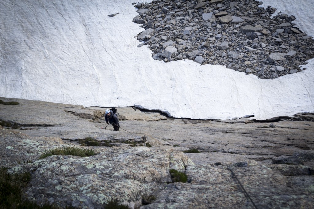 Scale is a bit weird, but Andy is already nearly 200 feet off the snowfield.