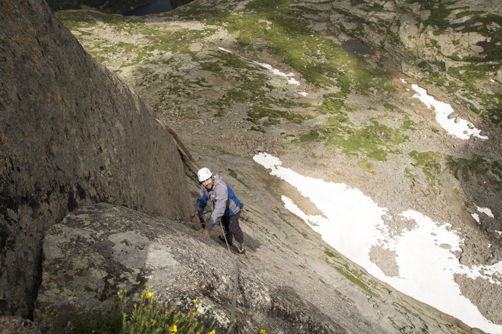 Andy pulled up from under the roof as the skies cleared and the hail began to melt. Better punch through the next couple pitches before it starts again! 