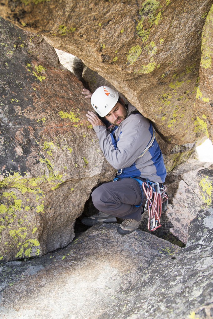 Turns out there is a small squeeze chimney to get to the tippy top. 