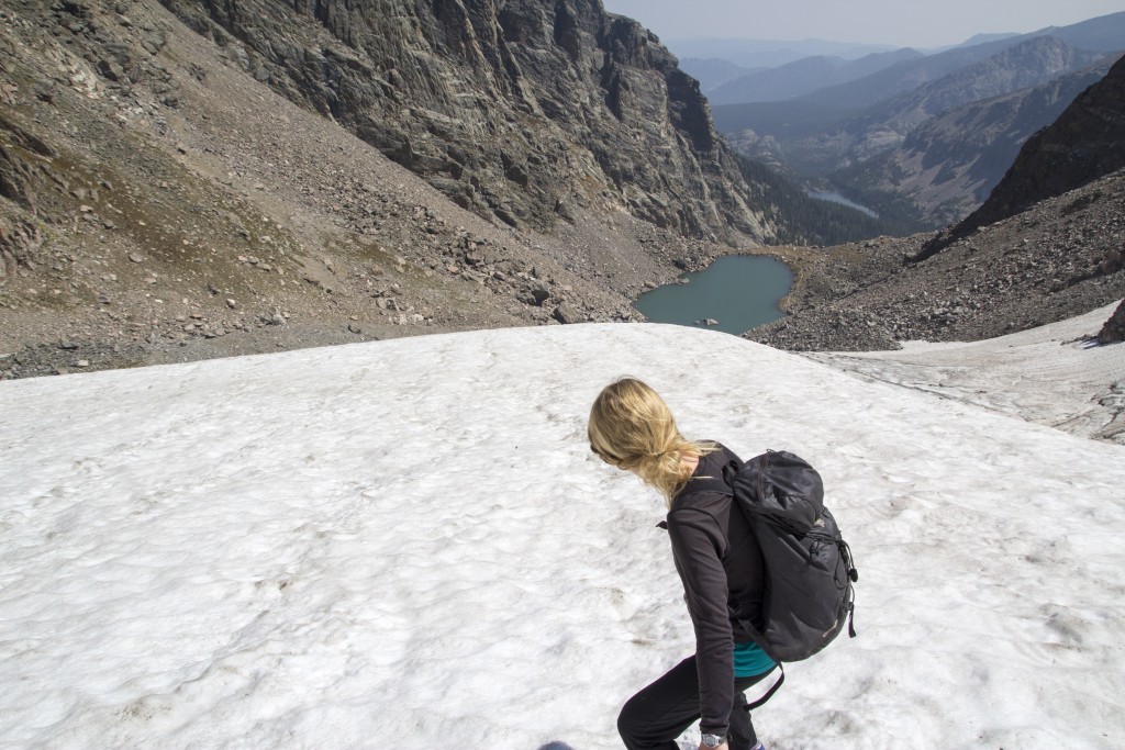 Robyn descending the Walker Glacier. 