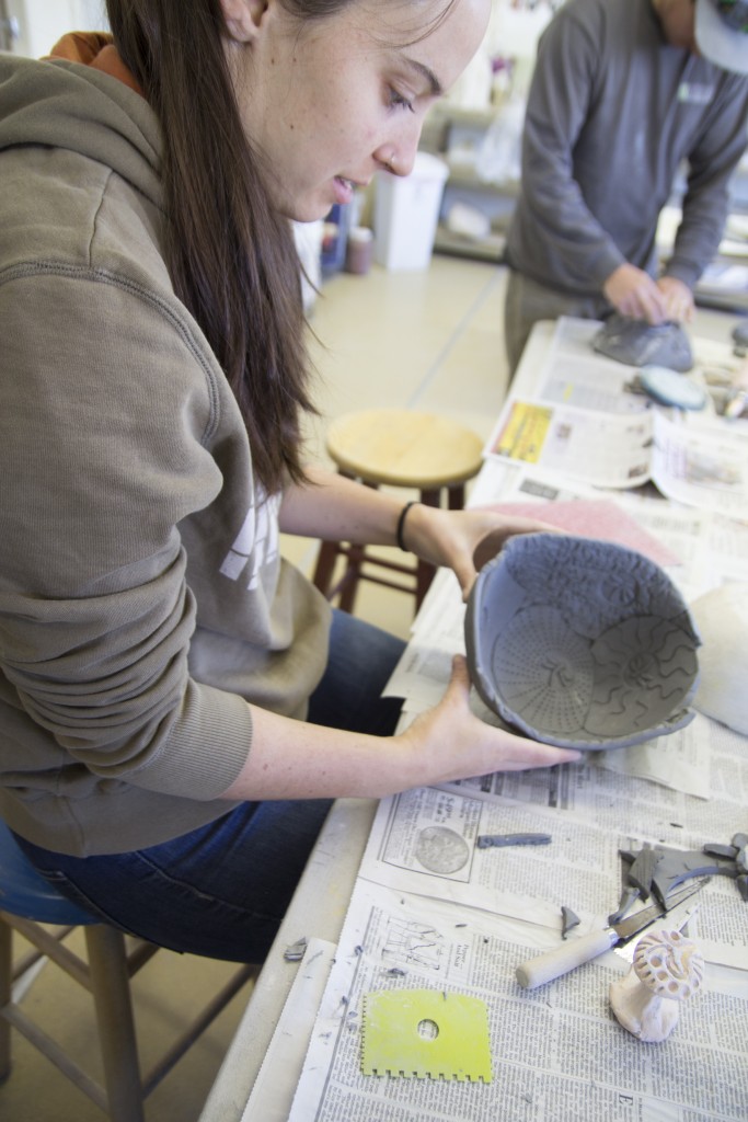 The inside of Michele's bowl before glazing.