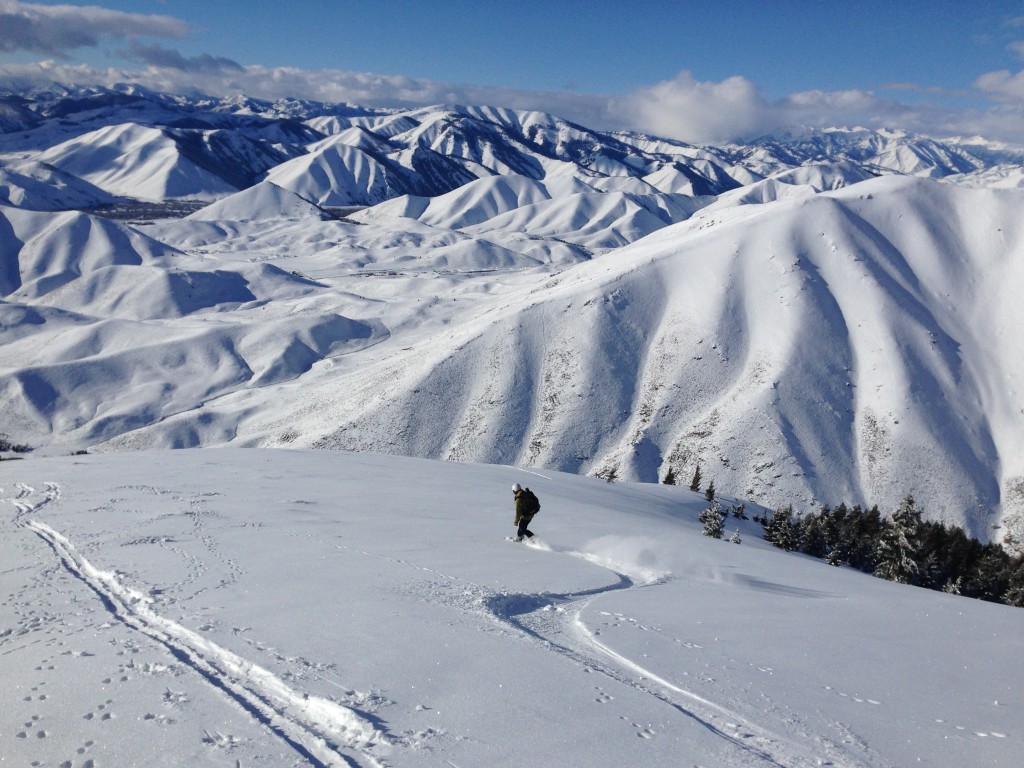 Alex with 2,600 vertical feet of powder ahead of him.